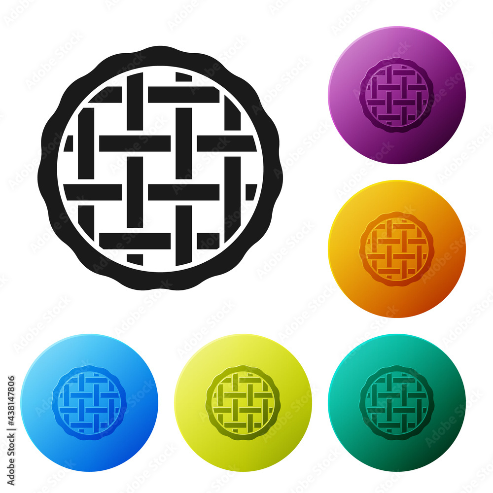 Poster black homemade pie icon isolated on white background. set icons in color circle buttons. vector