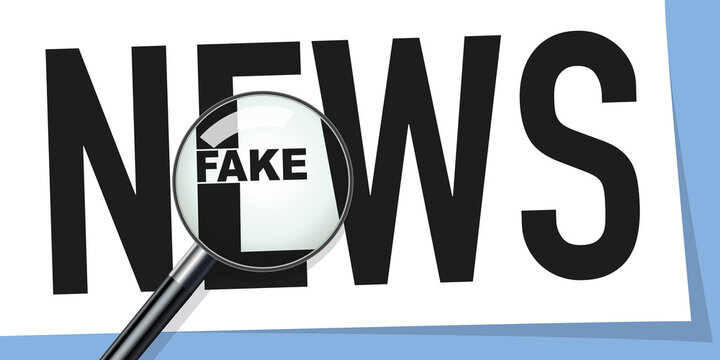 Concept des rumeurs et des fausses nouvelles sur les réseaux sociaux, avec le mot fake qui s’inscrit dans la barre du E du mot news.