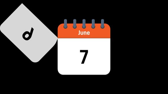 June 2021 calendar flipping and tearing the pages of the days of June. Alpha channel june calendar. 4k footage