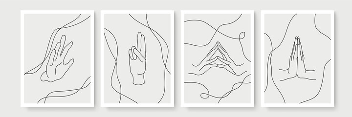 Vector illustration. Abstract poster set. Contemporary backgrounds. Mid century wall decor. Design elements for book cover, page template, print, card, brochure, magazine, poster. 60s, 70s graphic.