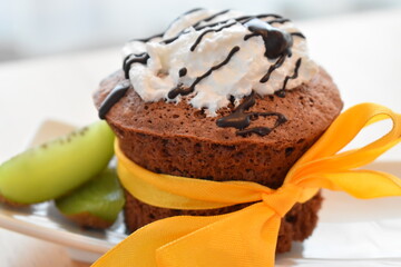 chocolate cake with cream