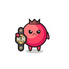 cranberry mascot character as a MMA fighter with the champion belt