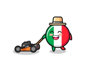 Fototapeta premium illustration of the italy flag character using lawn mower