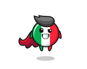 the cute italy flag character as a flying superhero