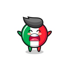 cute italy flag mascot with a yawn expression