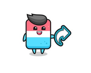 cute eraser hold social media share symbol