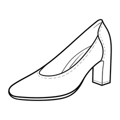 elegant woman's shoe with high heel. monochrome, outline, isolated, vector.