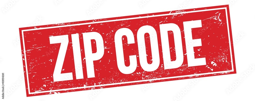 Wall mural zip code text on red grungy rectangle stamp.