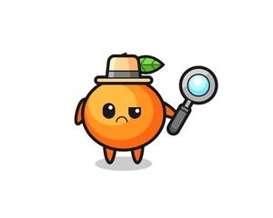 the mascot of cute mandarin orange as a detective