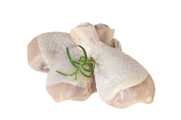 Raw chicken legs with rosemary isolated