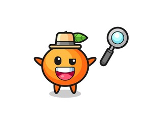 Obraz na płótnie Canvas illustration of the mandarin orange mascot as a detective who manages to solve a case