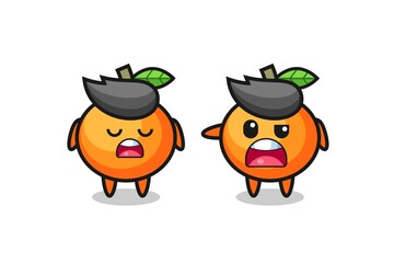 illustration of the argue between two cute mandarin orange characters