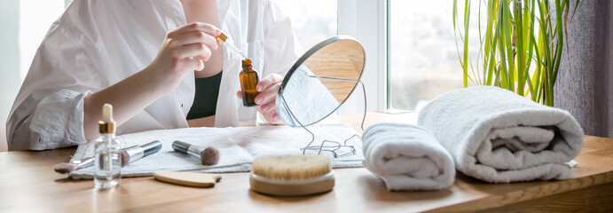 Wellness. Self-care. Girl doing gausha massage, face mask, relaxing procedures at home. Home cosmetologist, quarantine. Mental health, anti-stress.Home spa,digital detox,wellness home