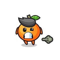 the illustration of the mandarin orange cartoon doing fart