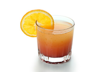 Tequila sunrise cocktail isolated on white background