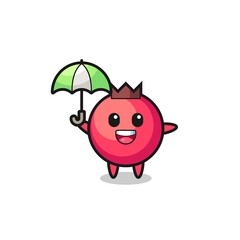 cute cranberry illustration holding an umbrella