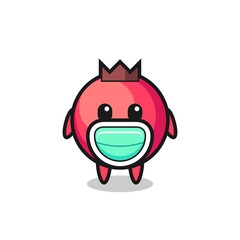 cute cranberry cartoon wearing a mask
