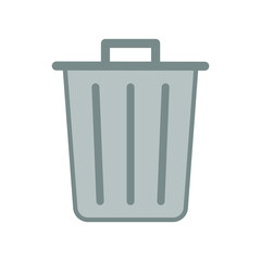Trashcan icon. Carbage can symbol. Flat shape delete sign. Trash container and recycling bin logo. Vector illustration image. Isolated on white background.