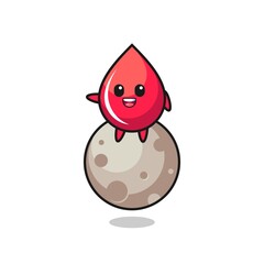 illustration of blood drop cartoon sitting on the moon