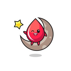 illustration of blood drop cartoon sitting on the half moon