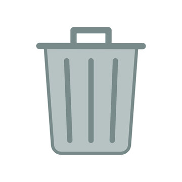 Trashcan icon. Carbage can symbol. Flat shape delete sign. Trash container and recycling bin logo. Vector illustration image. Isolated on white background.