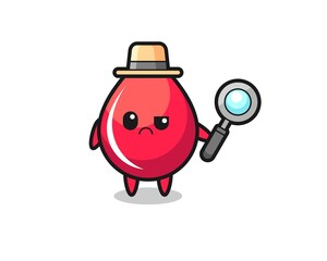the mascot of cute blood drop as a detective