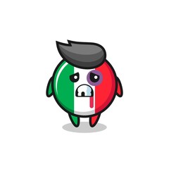 Obraz premium injured italy flag character with a bruised face