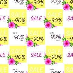 Spring and Summer Sale up to 90% off square seamless pattern with watercolor pink petunia decor.Beautiful hand drawn illustration