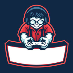 nerd boy mascot esport logo