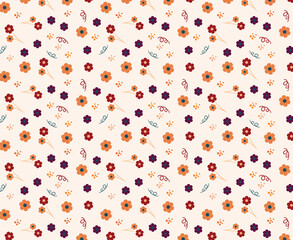 ditsy flower and confetti repeat pattern on light color background.