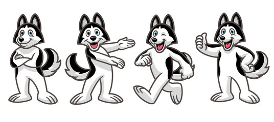 set cartoon of husky dog mascot character © bazzier