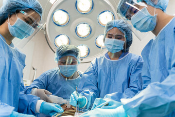 Medical Team Performing Surgical Operation in hospital operating. Medical team doing critical...