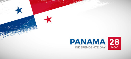 Happy independence day of Panama with brush painted grunge flag background