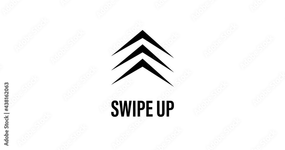 Poster swipe up sign arrow animation. drag pull up icon animated video. follow button. visit page 4k