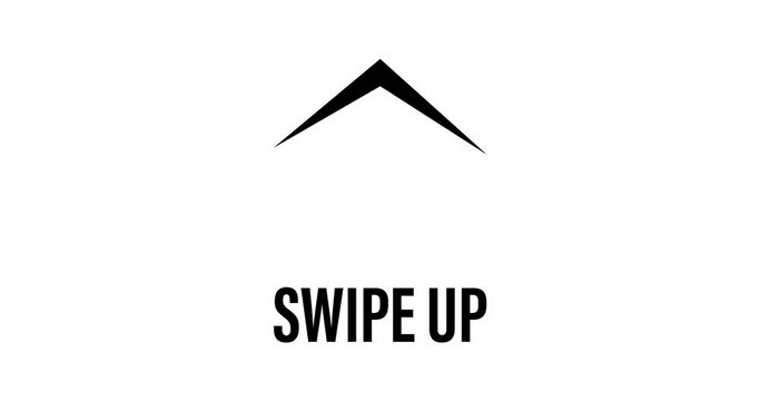 swipe up sign arrow animation. drag pull up icon animated video. follow button. visit page 4k
