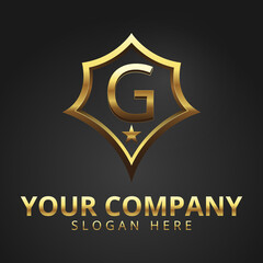 Letter G Gold Logo Modern And Luxury logos With Gradient Gold Color, Black Background 