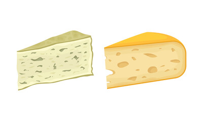 Different Cheese as Dairy Product Made from Milk Vector Set