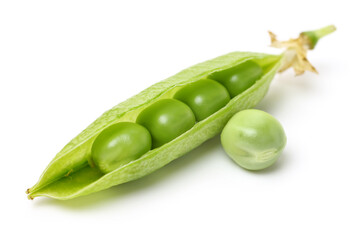 Fresh peas on white background