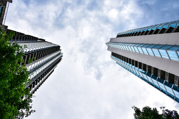 High rise buildings on a cloudy afternoon