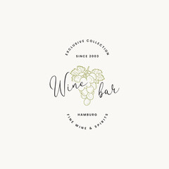 Hand drawn food pre-made logo design template. Graphic icon symbol for cafe, restaurant, cooking business. Modern minimal line art label, emblem, badge. Branding design template.