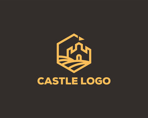 castle logo creative simple line emblem