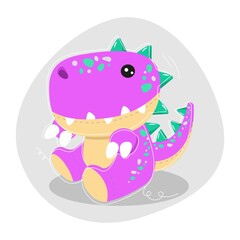 Cute soft toy for kids, colorful vector illustration. Funny dinosaur.
