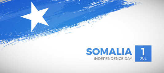 Happy independence day of Somalia with brush painted grunge flag background