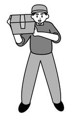 荷物を抱える男性