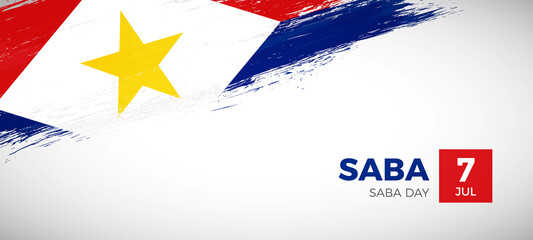 Happy national day of Saba with brush painted grunge flag background