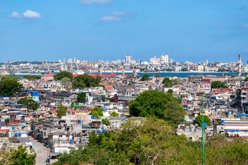 Fototapeta na wymiar Aerial view of Regla town and Havana city skyline, Cuba