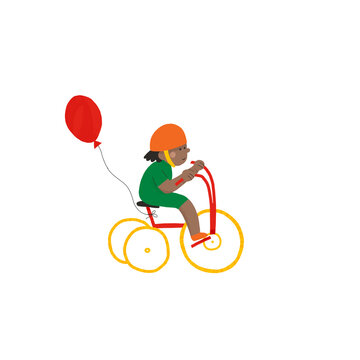 Kid riding a tricycle