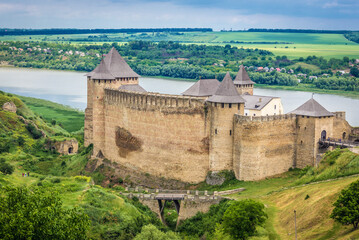 Fototapeta na wymiar Khotyn Fortress, fortification complex in Khotyn town, Ukraine