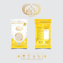 Rice Thailand food Logo Product and Background Thai Arts.