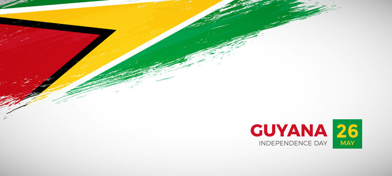 Happy independence day of Guyana with brush painted grunge flag background